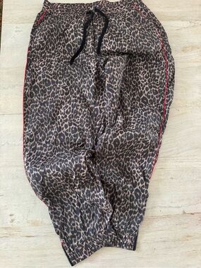 Women’s Leopard Print Jogger Pants with Red Side Trim